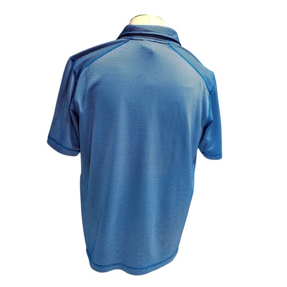 North Face Polo Shirt Men's Size L Flashdry Blue Short Sleeve With White Stripes - Picture 2 of 11